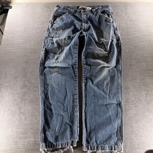 Levi Strauss Signature Carpenter Jeans Mens 34x32 Blue Fair Distressed Utility